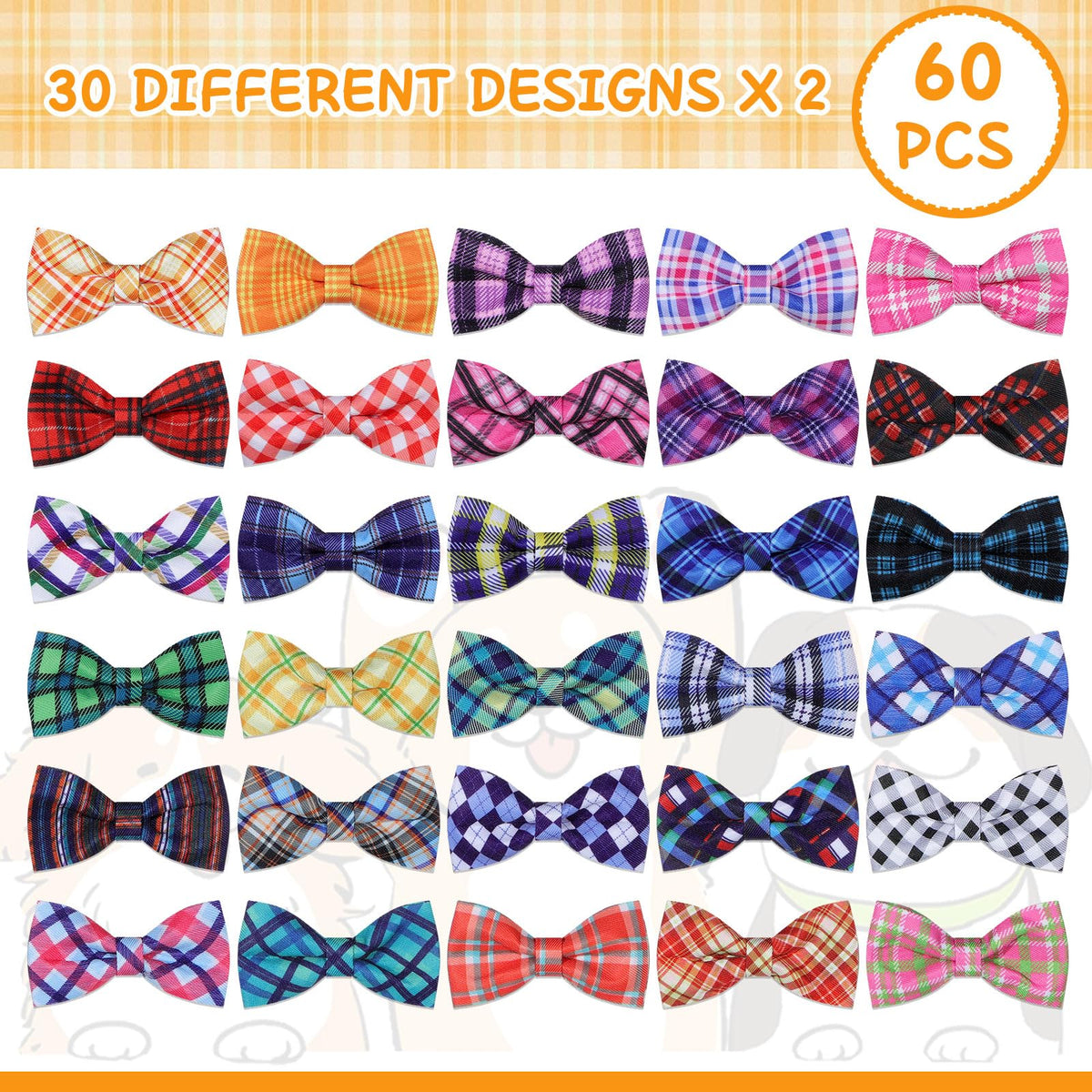 Plaid Dog Collar Bow Ties I494