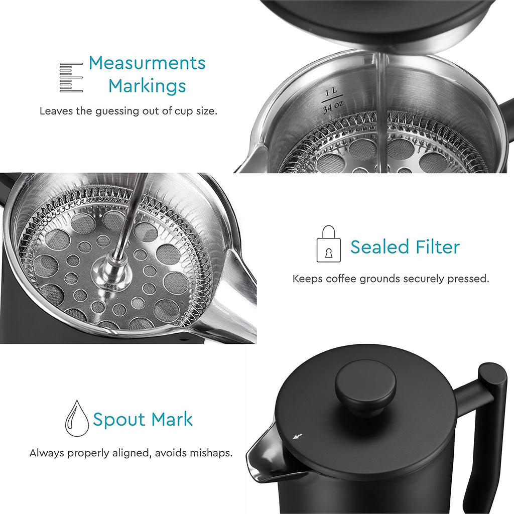 Insulated French Press Coffee Maker 50oz L63394