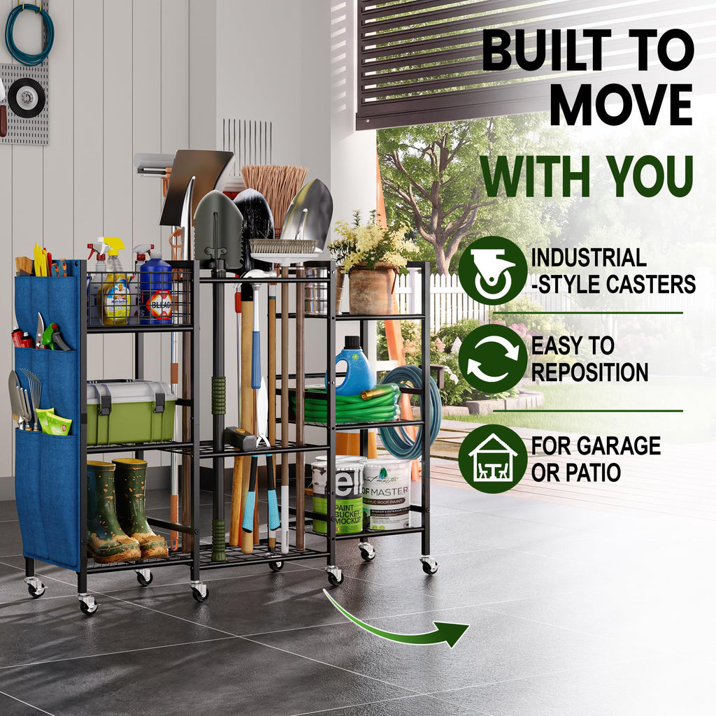 3-Sided Garden Tool Organizer with Wheels E93323