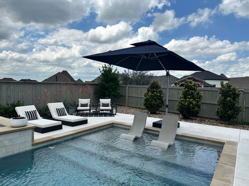 10'x 10' Square Double Top Navy Blue Cantilever Patio Umbrella W9887