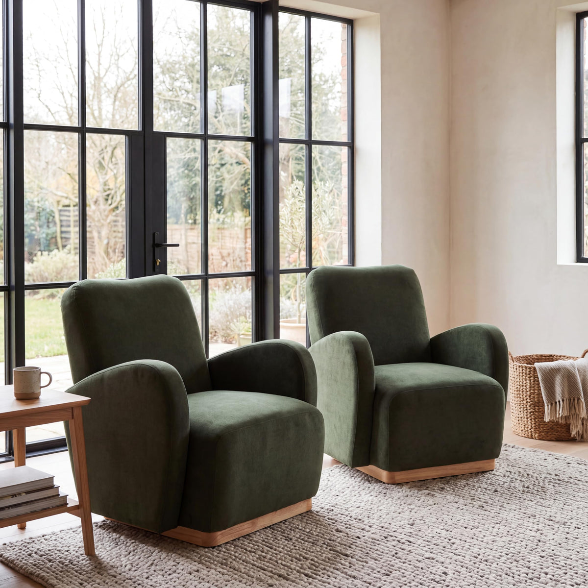 Olive Green Velvet Upholstered Accent Chair Set of 2 G176