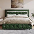 Green Faux Leather Upholstered Bed Frame with Headboard J9616
