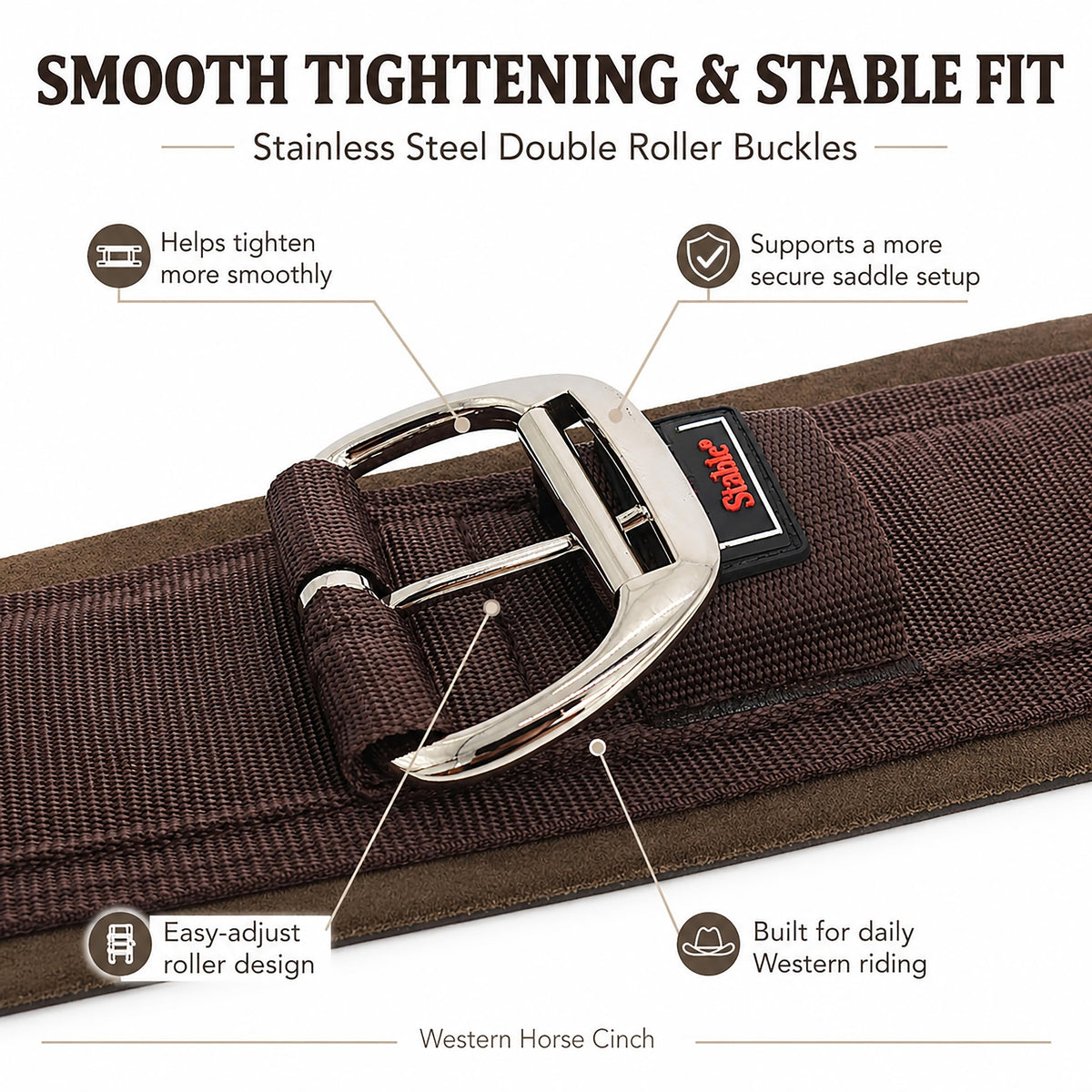 Western Horse Cinch with Stainless Steel Buckles V887