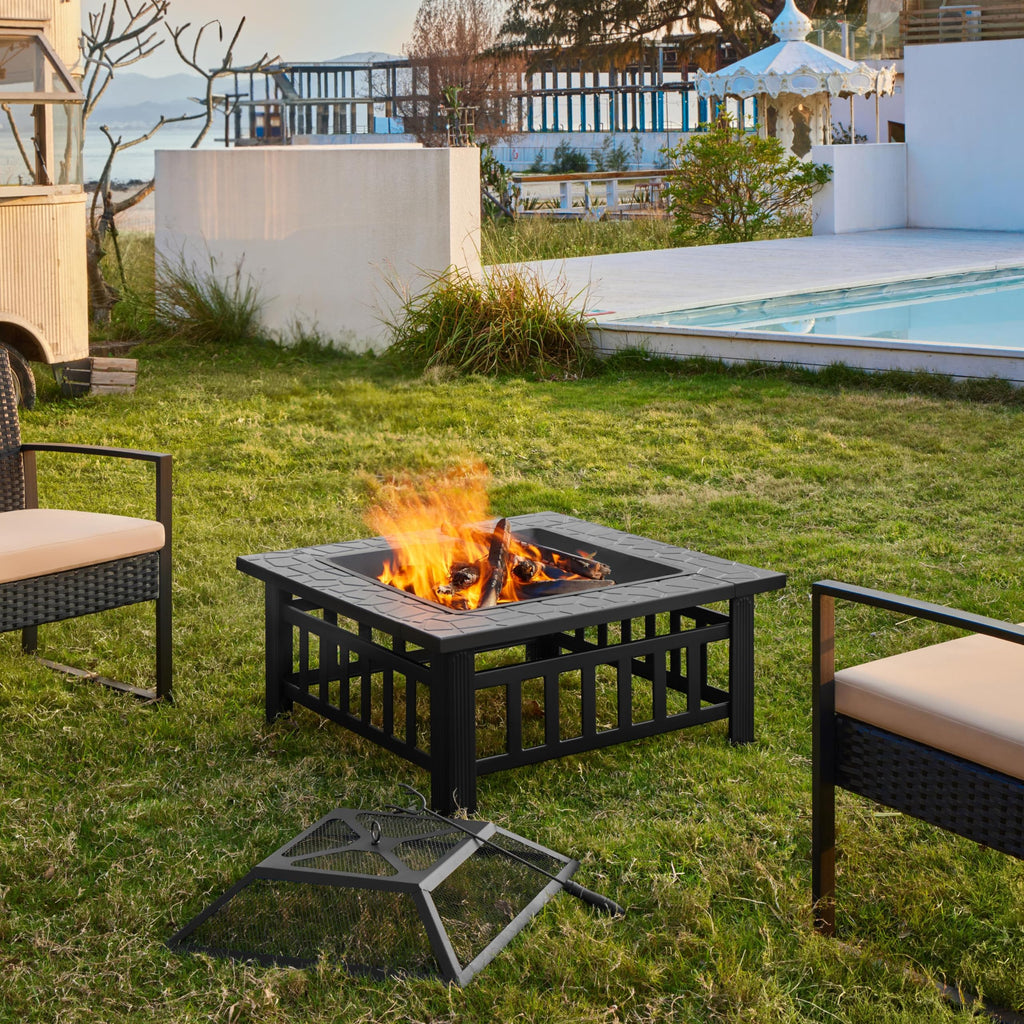 32in Square Metal Fire Pit Table N51647
